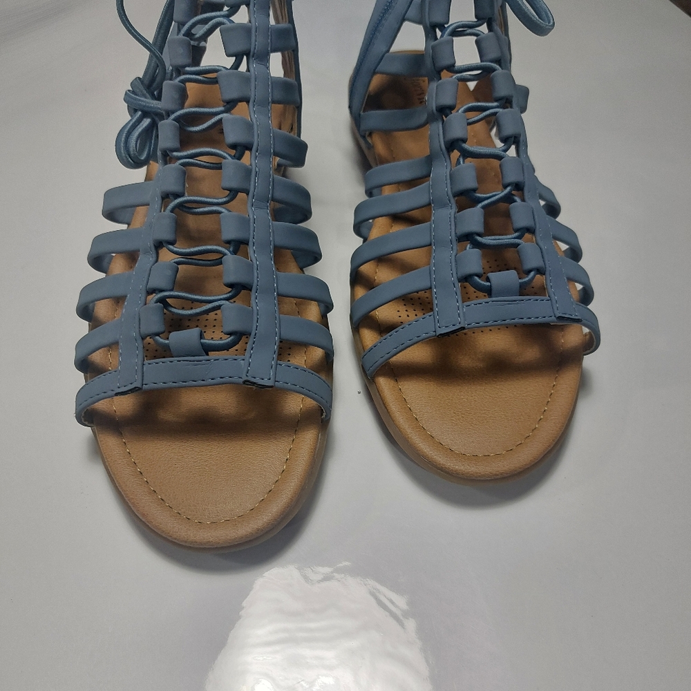 Comfortview Renata Light Blue Lace-up Sandals Size 10W - Picture 7 of 14
